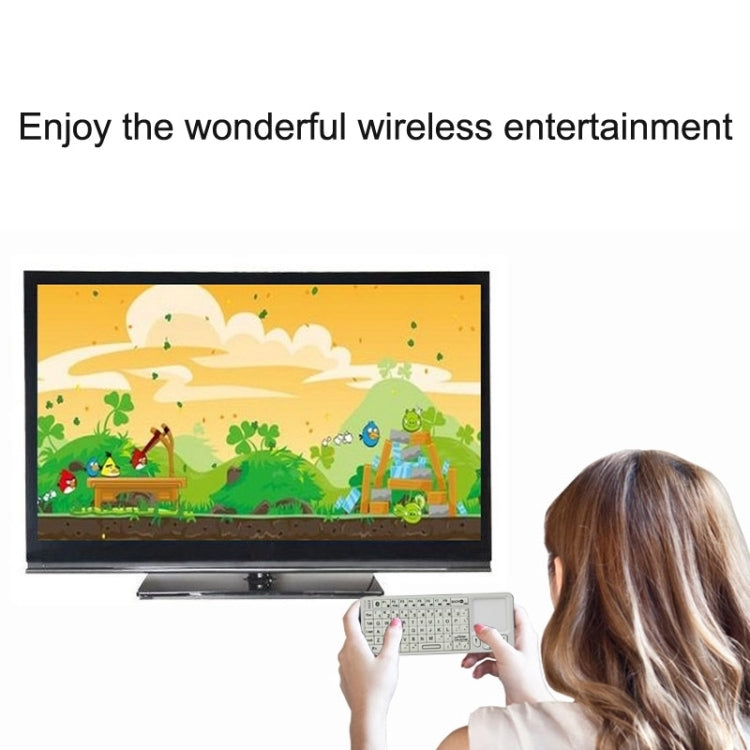 Handheld Bluetooth Keyboard With Touchpad Mouse & IR Remote for PC Notebook Smart Google TV Box(White)