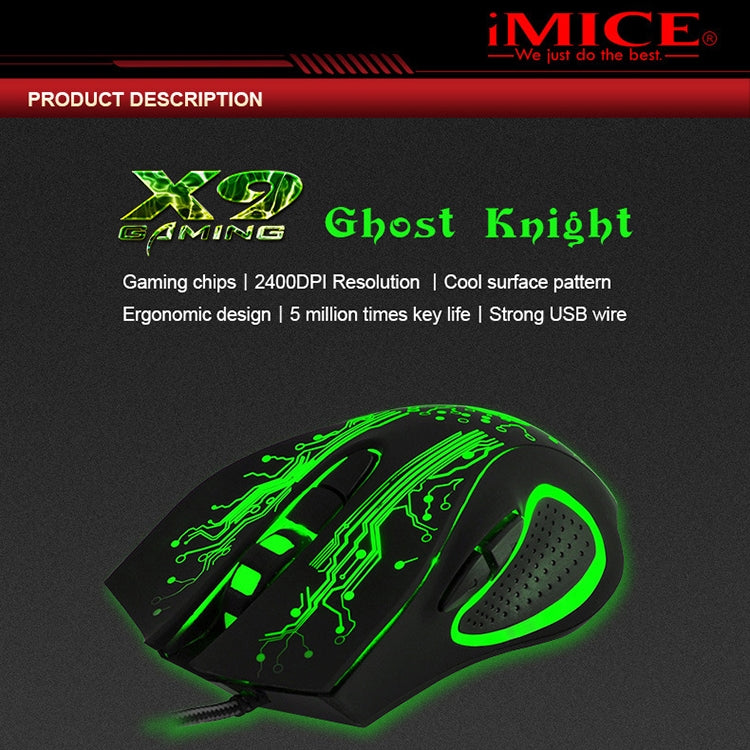 Estone X9 USB 6 Buttons 2400 DPI Wired Multi Color LED Optical Gaming Mouse for Computer PC Laptop(Black)