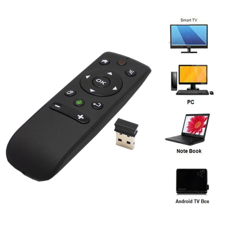 T31 Wireless Fly Air Mouse 6-Axis Gyroscope 2.4G Remote Control 3D Sense Motion Stick for Android TV Box(Black)