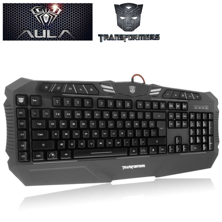Aula Transformers Series Optimus Prime Pattern Wired USB Multi-media Silent / Non-slip Game Keyboard with Colorful Backlight