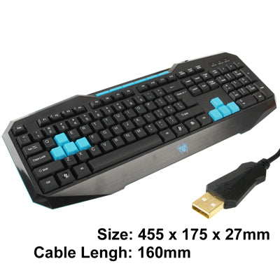 Aula Series 110 Keys High-end Wired Gaming Keyboard with 6 x Replacement Key & Gold-plated USB Port(Black)