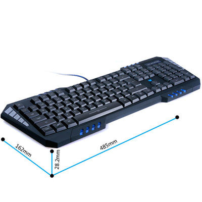 AULA Series USB Wired Backlit Blue Gaming Keyboard with Custom Programming Button