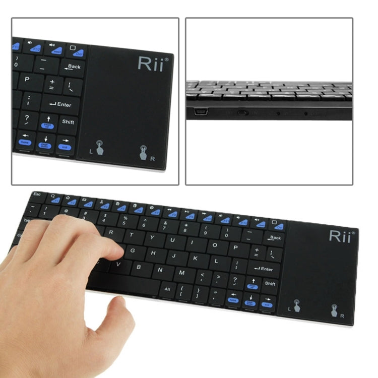 Rii mini RT-MWK12 QWERTY Touchpad Ultra Slim Multifunction Wireless 2.4GHz Keyboard for Sony PS3 / HTPC / Android TV Box