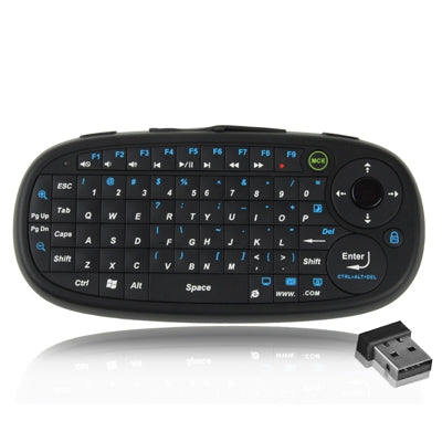 2.4GHz Wireless Smart Handheld Mini Keyboard / Air Mouse with USB Mini Receiver, Built-in Rechargeable Batteries, Max Working Distance: 25m(Black)