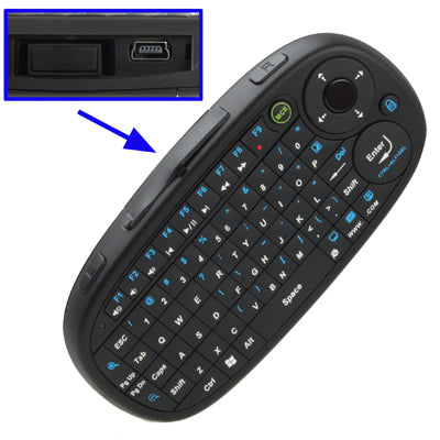 2.4GHz Wireless Smart Handheld Mini Keyboard / Air Mouse with USB Mini Receiver, Built-in Rechargeable Batteries, Max Working Distance: 25m(Black)
