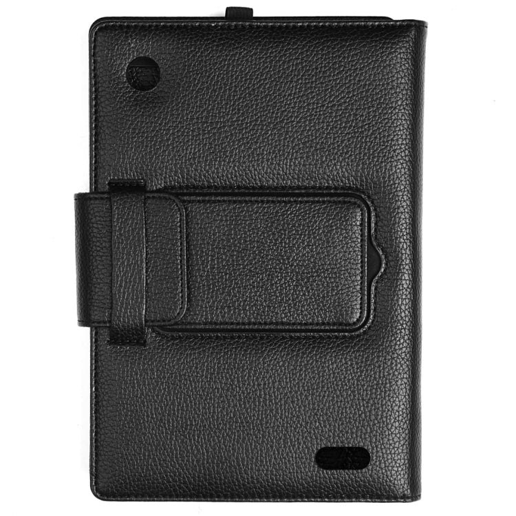 Litch Texture Detachable Bluetooth Keyboard Leather Tablet Case With Holder for Kindle Fire HD 8 (2015)(Black)