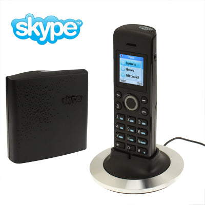 Dual-model No PC Required Cordless Skype and Landline Phone, Support Two Skype Account Login, Wireless transmission range: 50M(Black)