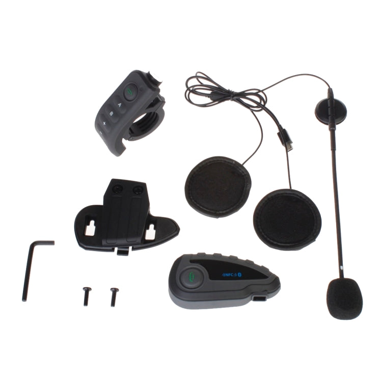 V8 1200m 5 Riders Motorcycle Helmet Bluetooth Intercom Stereo Headset with Remote Controller, Support NFC & FM & Automatic Answering Phone Function(Black)