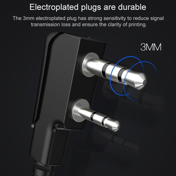 Handheld Transceiver Earphone for Walkie Talkies, 3.5mm + 2.5mm Plug(Black)