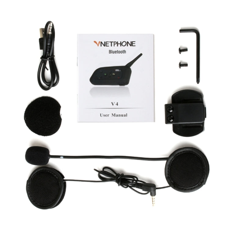 V4-1200 1200m Life Waterproof Wind-resistant Bluetooth Interphone Headsets for Motorcycle Helmet, Max Support: Four Riders by Bluetooth System(Black)
