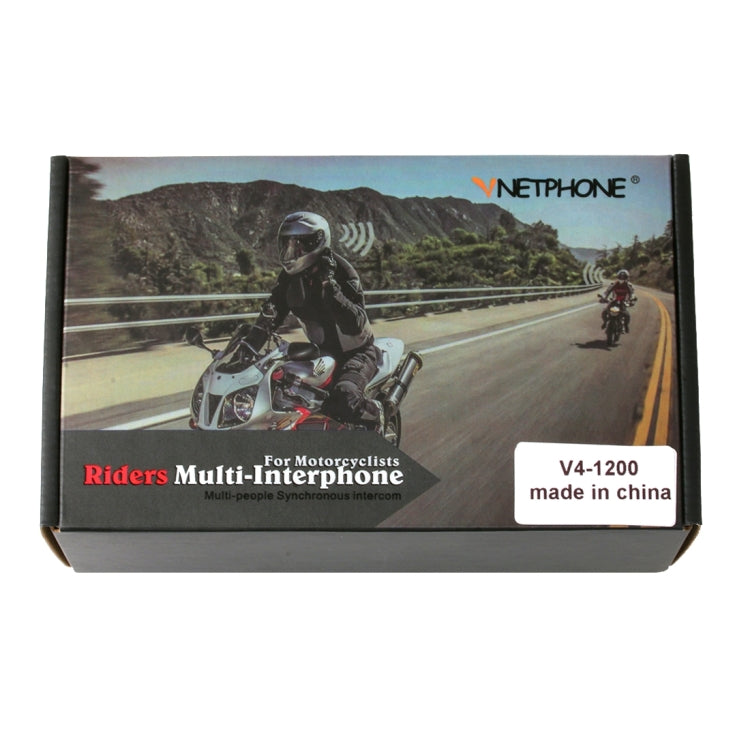 V4-1200 1200m Life Waterproof Wind-resistant Bluetooth Interphone Headsets for Motorcycle Helmet, Max Support: Four Riders by Bluetooth System(Black)