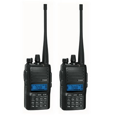 2 pcs Walkie Talkie, Support 128 memory channel, Double channels watch, Receive FM radio, Scrambler, Frequency range: 136-174MH