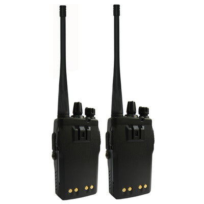2 pcs Walkie Talkie, Support 128 memory channel, Double channels watch, Receive FM radio, Scrambler, Frequency range: 136-174MH
