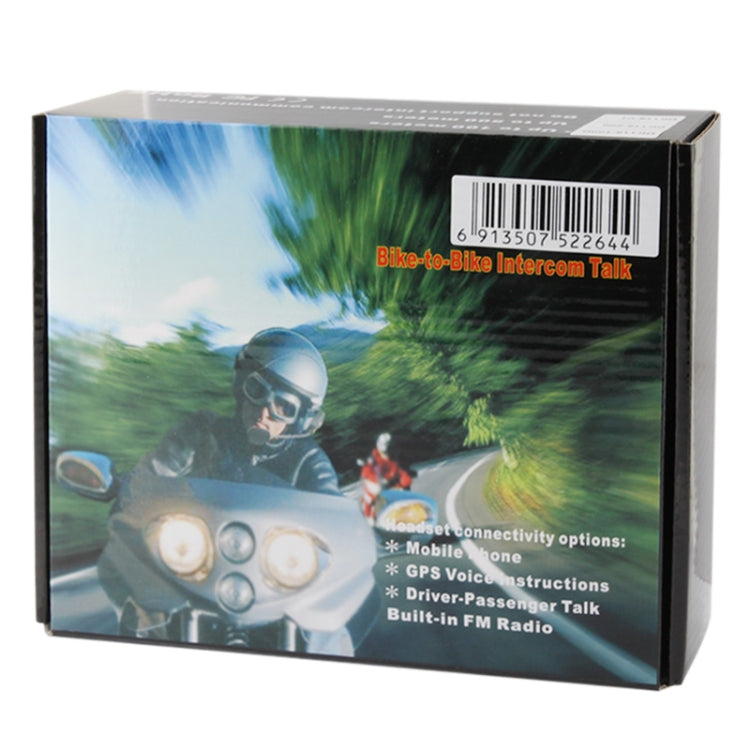 V2-100B 100m Bluetooth Interphone Headsets for Motorcycle Helmet, Max Support: Two Riders by Bluetooth System(Black)