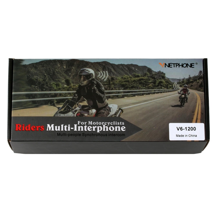 2 PCS V6-1200 1200m 6 Riders Bluetooth Multi-Interphone Headsets for Motorcycle Helmet(Black)