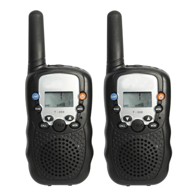 2 PCS T-388 Walkie Talkies, Support 8 channels, Scan Channel and Monitor Function, Frequency range: Frequency range: 446.00625-446.09375MHz(Black)