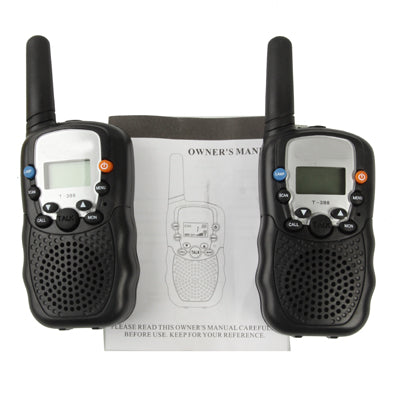 2 PCS T-388 Walkie Talkies, Support 8 channels, Scan Channel and Monitor Function, Frequency range: Frequency range: 446.00625-446.09375MHz(Black)