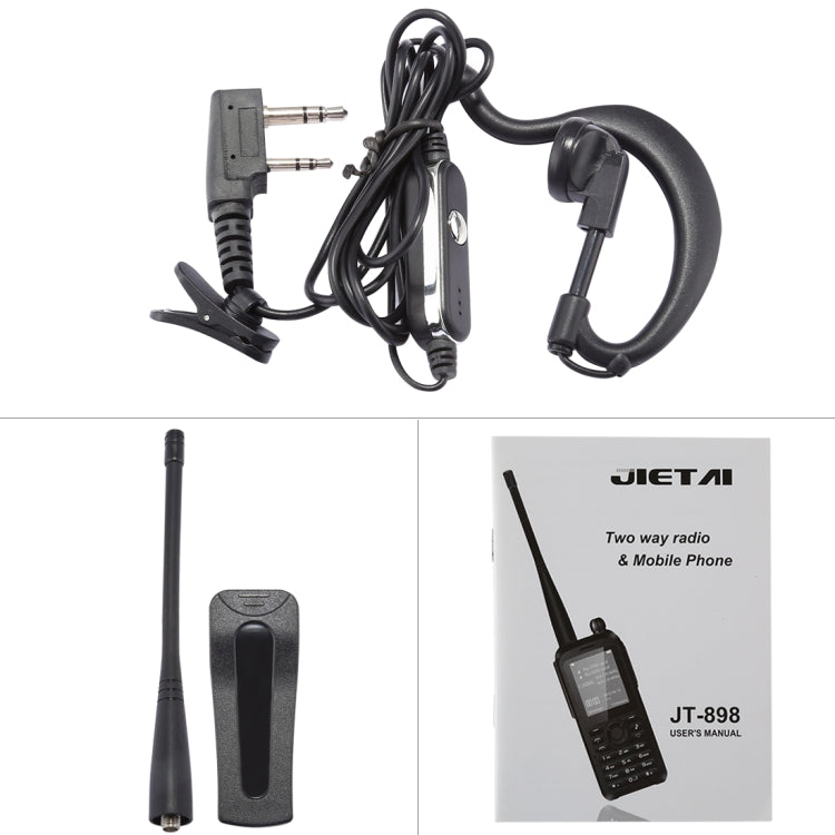 JT-898 Walkie Talkie with 2G Mobile Phone Function & Camera, Support Up to 200 Channels, FM Radio, MP3 / MP4 Function, Wireless Distance: 5KM, Frequency Range: 136-174/400-470MHz(Black)
