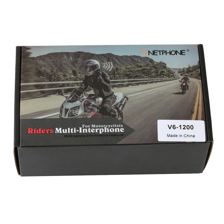 V6-1200 1200m Life Waterproof Wind-resistant Bluetooth Interphone Headsets for Motorcycle Helmet, Max Support: Six Riders by Bluetooth System(Black)