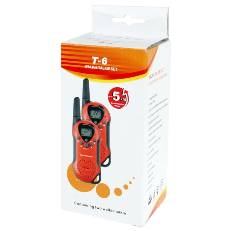 2 PCS T-6 1.0 inch LCD 5KM Walkie Talkie(Black)