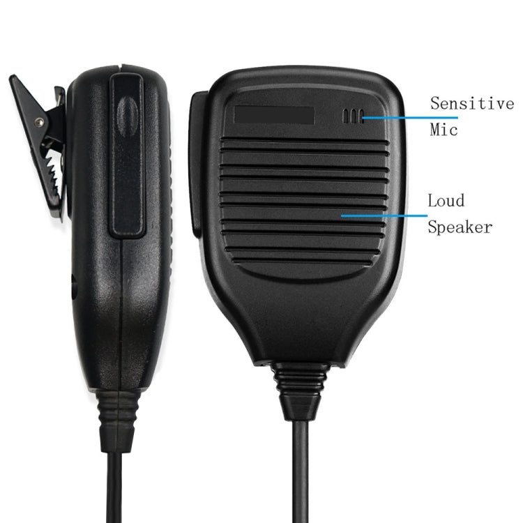Clip-on Speaker Microphone for Walkie Talkies, 3.5mm + 2.5mm Earphone + Mic Plug(Black)