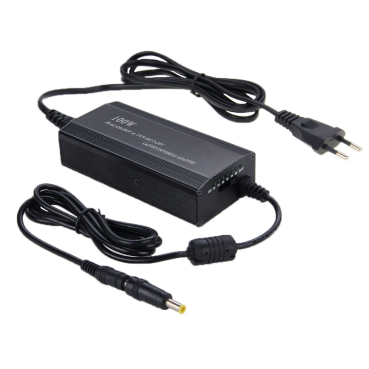 100W Notebook Power Adapter with Car Charger Cable, EU Plug(Black)
