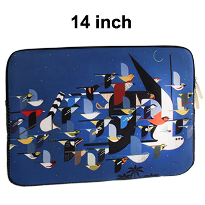 Abstract Painting Bird  Pattern Soft Sleeve Case Zipper Bag with Dual-Zipped Close for 14 inch Laptop