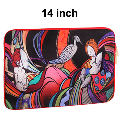 Abstract Painting Pattern Soft Sleeve Case Zipper Bag with Dual-Zipped Close for 14 inch Laptop