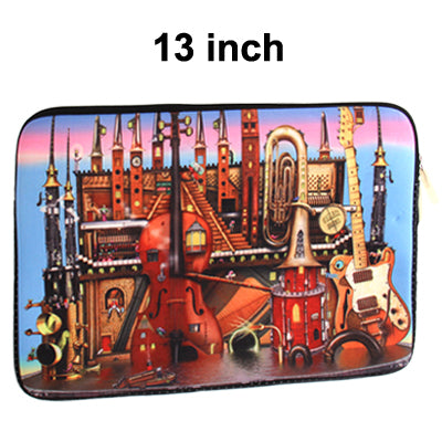 Musical Instrument Pattern Soft Sleeve Case Zipper Bag with Dual-Zipped Close for 13 inch Laptop