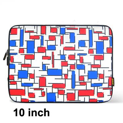 ENKAY ENK-2003 2-color Lattice Pattern Thermal Printing Soft Sleeve Case Zipper Bag for 10 / 10.1 inch Laptop (Red+Blue)