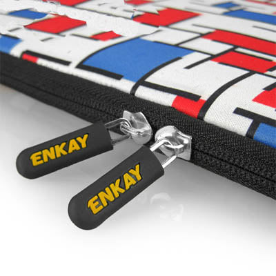 ENKAY ENK-2003 2-color Lattice Pattern Thermal Printing Soft Sleeve Case Zipper Bag for 10 / 10.1 inch Laptop (Red+Blue)