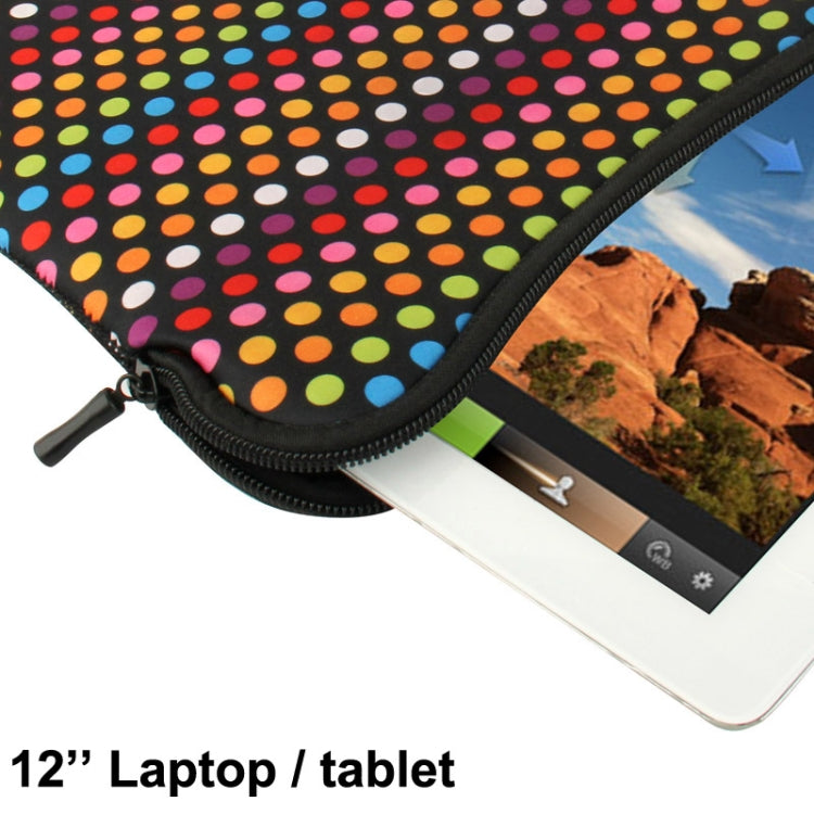 Colored Dot Pattern Thermal Transfer Soft Protective Laptop Zipper Bag for 12 inch Laptop