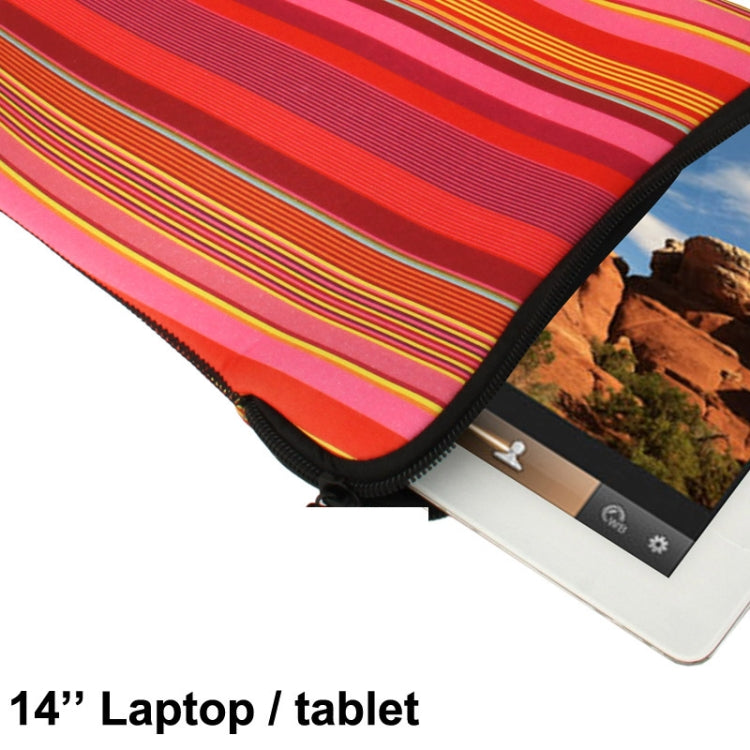 Colored Lines Pattern Thermal Printing Soft Sleeve Case Zipper Bag for 14 inch Laptop