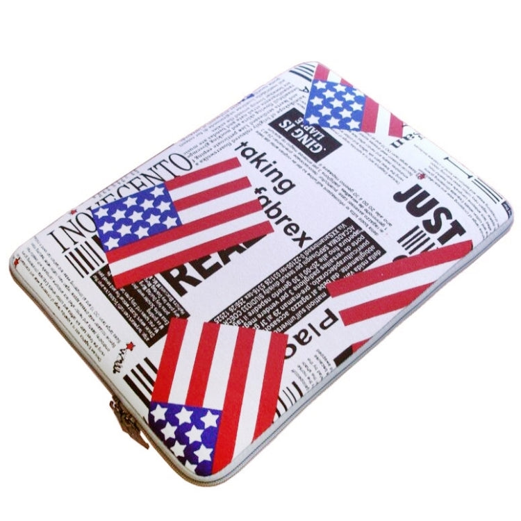 POFOKO US Flag Pattern 11.6 inch Fashion Zipper Linen Waterproof Sleeve Case Bag for Laptop Notebook, with A Small Bag for Mouse