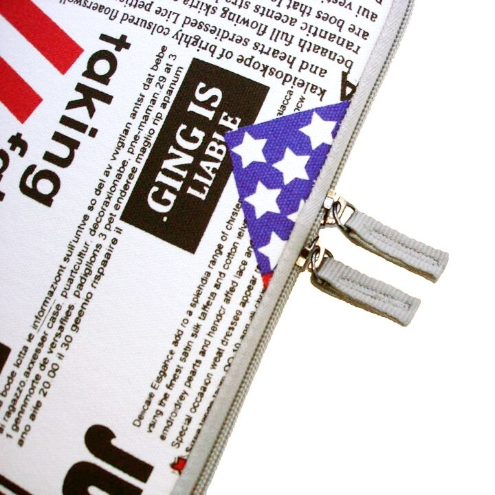 POFOKO US Flag Pattern 11.6 inch Fashion Zipper Linen Waterproof Sleeve Case Bag for Laptop Notebook, with A Small Bag for Mouse