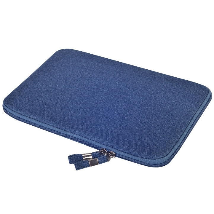 11.6 inch Denim Fashion Zipper Linen Waterproof Sleeve Case Bag for Laptop Notebook, with A Small Bag for Mouse