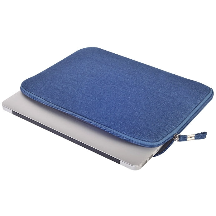 11.6 inch Denim Fashion Zipper Linen Waterproof Sleeve Case Bag for Laptop Notebook, with A Small Bag for Mouse