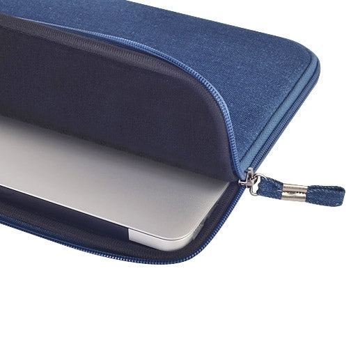 11.6 inch Denim Fashion Zipper Linen Waterproof Sleeve Case Bag for Laptop Notebook, with A Small Bag for Mouse