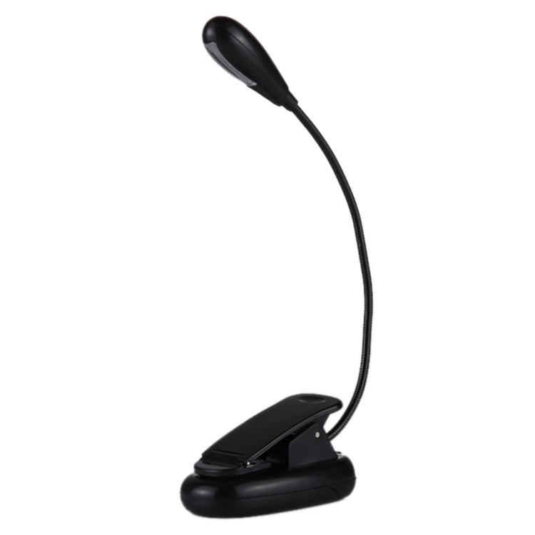 Single Arm LED Book Light, 4 LED, White Light, with Clip & Switch & USB Cable(Black)