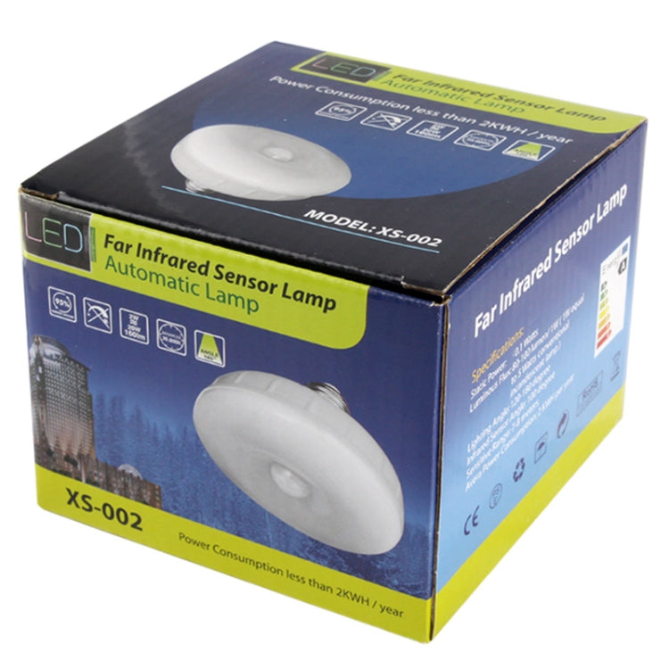 E27 7W Far Infrared Sensor Lamp, 595LM, 45 LED SMD 2835, White Light, 6000-6500K, AC 85-265V(White)