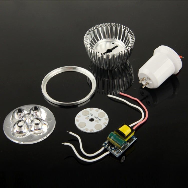 GU5.3 4W DIY Aluminum 4 LED Spotlight Lamp Shell Kit (Aluminum Shell + Aluminum Base Plate + GU5.3 Base + LED Lens + LED Driver)