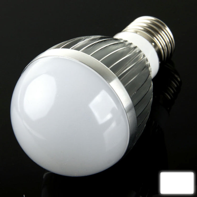 E27 5W LED Ball Steep Light Bulb, 5 LED, 400-450LM, 6000-6500K White Light, AC 85-265V
