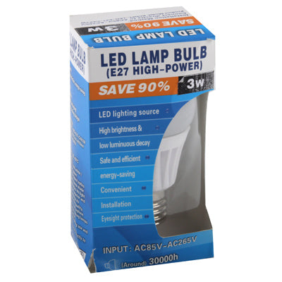 E27 3W Spherical Light Bulb, 240-270lm LED High Power Energy Saving Light, AC 220V
