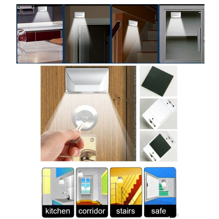 4 LED Auto PIR Keyhole Motion Sensor Detector LED Light Lamp(Silver)