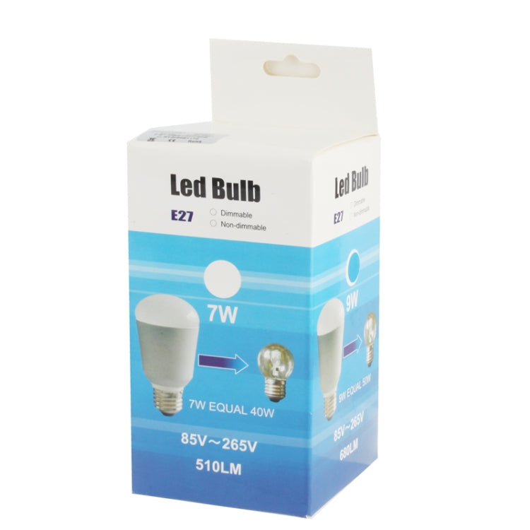 E27 7W White Light Ball Steep Light Bulb (AC 85V-265V)(White)