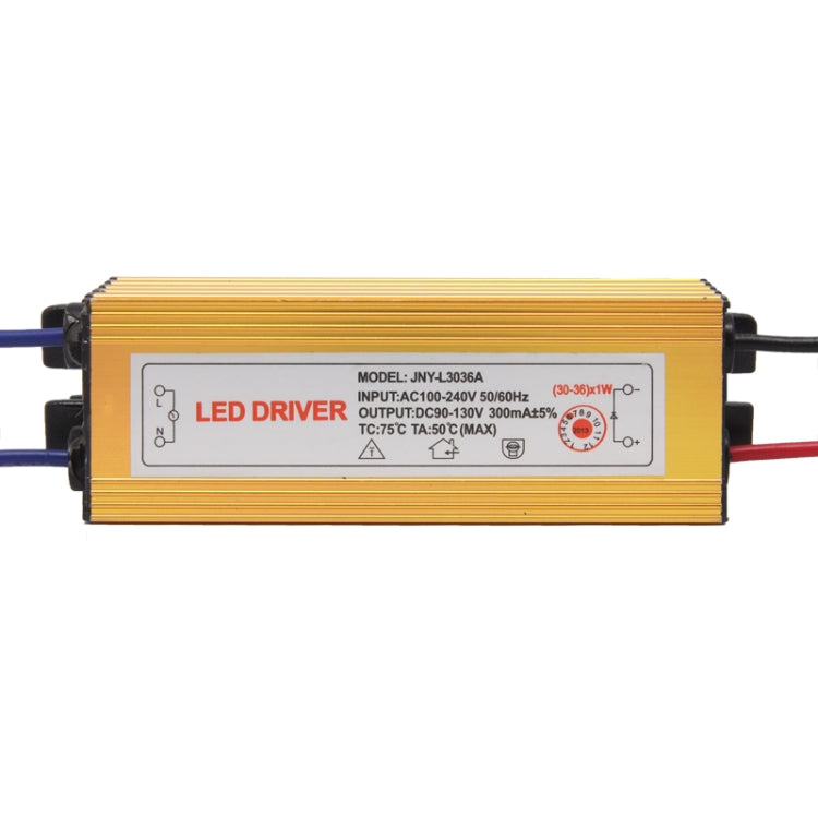 LED Driver with 2Pin JST Connector Cable for (30-36) x 1W LED Floodlight Lamp, Input Voltage: AC 100-240V, Model: JNY-L3036A