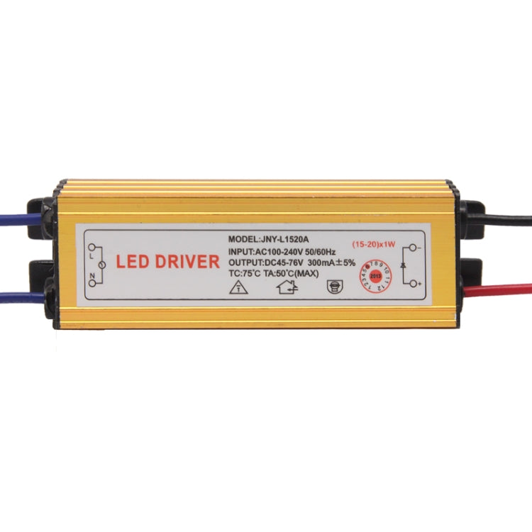 LED Driver with 2Pin JST Connector Cable for (15-20) x 1W LED Floodlight Lamp, Input Voltage: AC 100-240V, Model: JNY-L1520A