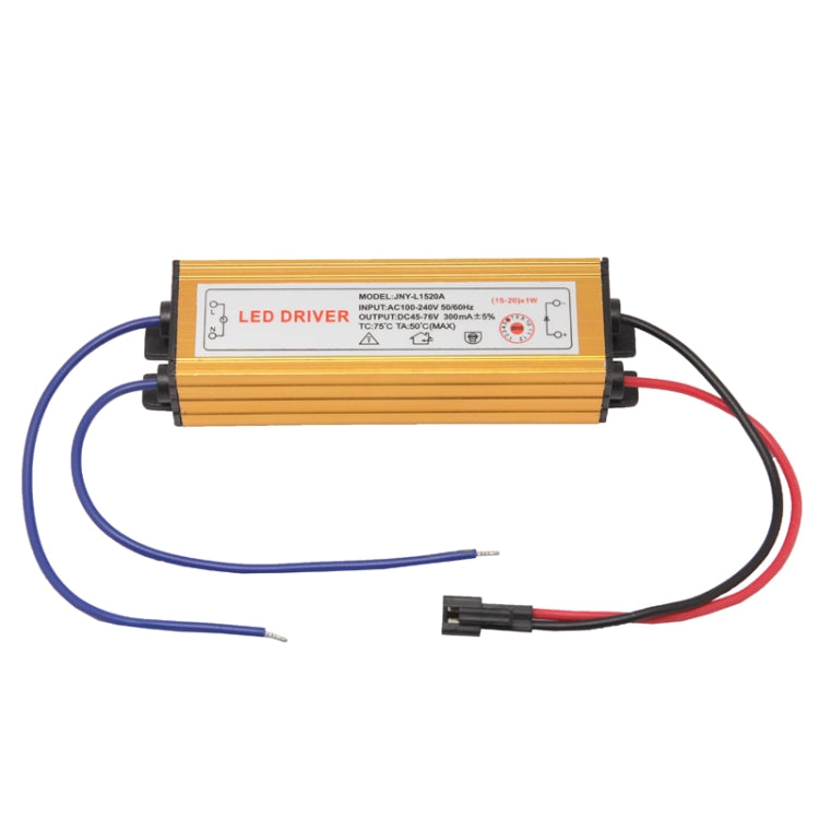 LED Driver with 2Pin JST Connector Cable for (15-20) x 1W LED Floodlight Lamp, Input Voltage: AC 100-240V, Model: JNY-L1520A