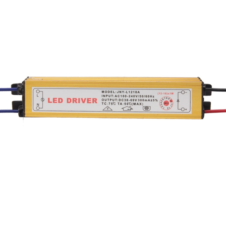 LED Driver with 2Pin JST Connector Cable for (12-18) x 1W LED Floodlight Lamp, Input Voltage: AC 100-240V, Model: JNY-L1218A