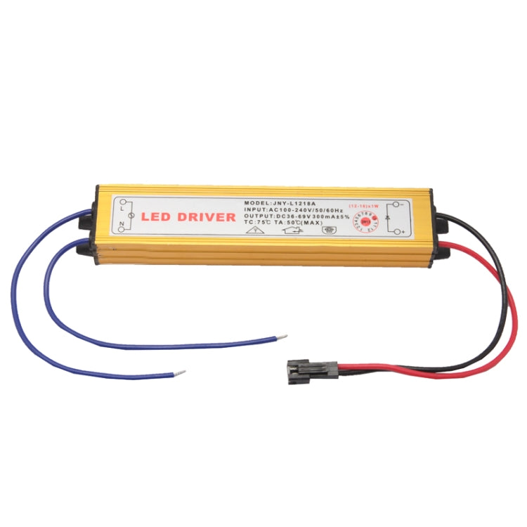 LED Driver with 2Pin JST Connector Cable for (12-18) x 1W LED Floodlight Lamp, Input Voltage: AC 100-240V, Model: JNY-L1218A
